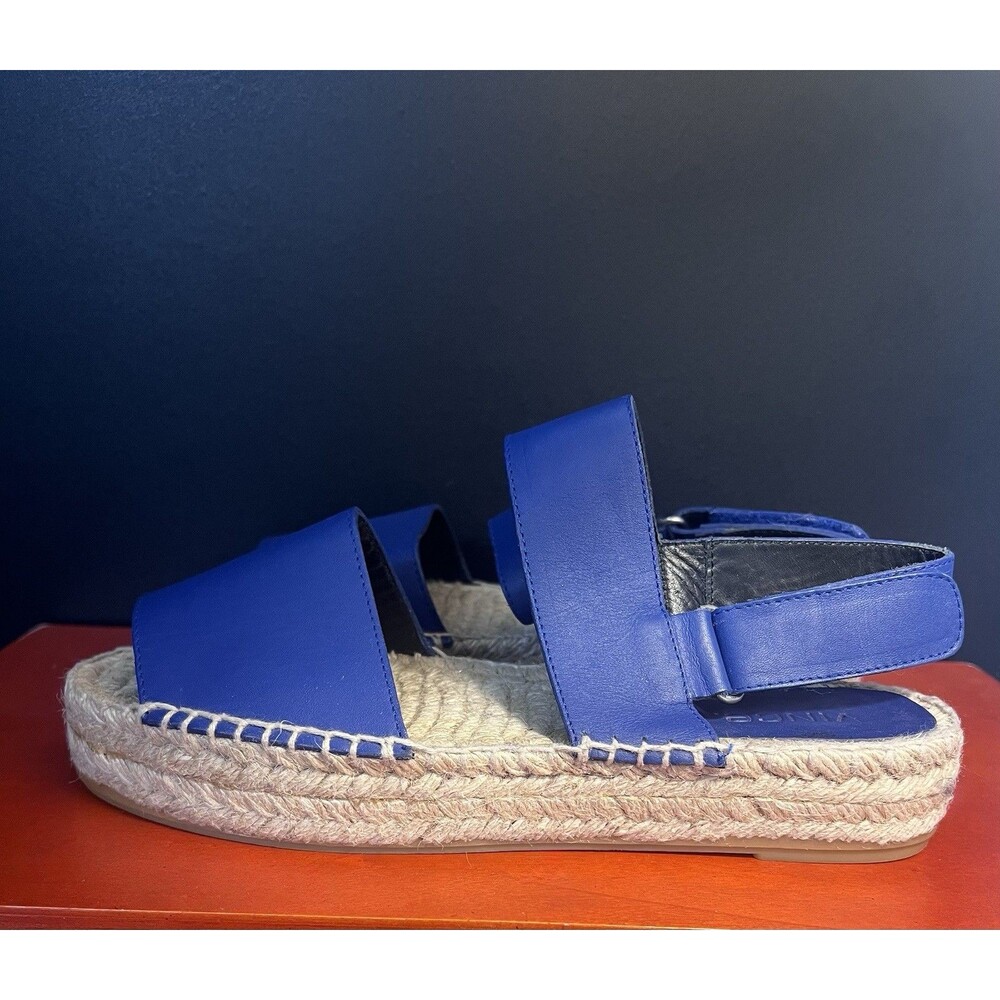 Vince Women’s Size 8 Blue Leather Espadrille Flat Sandals Ankle Strap Buckle